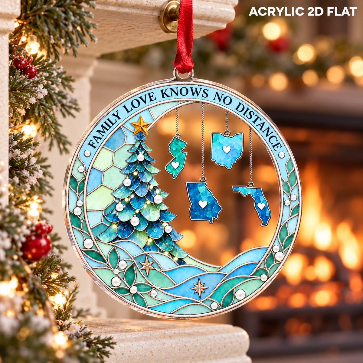 Personalized Long Distance Family Christmas Ornament, Custom State Hanging Acrylic 2D Flat e65540b0-81cc-40d1-b232-17275d9a7d20-banner-1.png