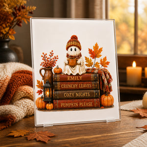 Cozy Ghost Fall Book Stack - Personalized Name Acrylic Plaque - Personalized Acrylic Plaque e66161a9-c400-4227-bbd2-ed204c3e6639.jpg