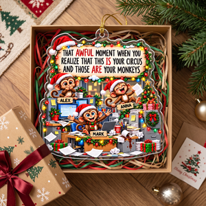 Funny Coworker Bulk Gifts - Monkey Circus, Gag Gifts For Team - Personalized Ornament e6637e8d-a63a-4cf5-9dd1-04bd6730d63b-5-.png