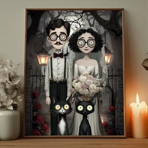 Personalized Wedding Portrait Gift, Custom Couple with Pets, Cute Gothic Portrait Your Photo, Newlywed Engaged Married, Valentines Day Gifts e66b2a0d-676f-4a9a-bd09-d3436cf0140e-1.jpg