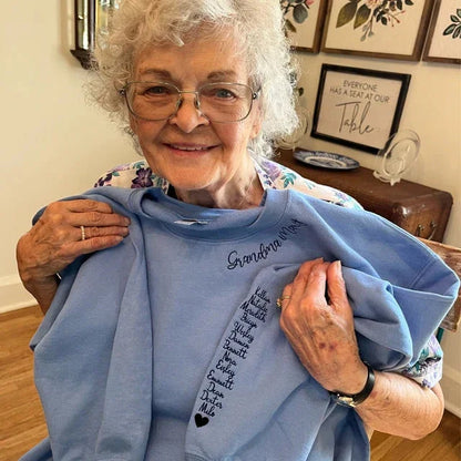 Personalized Embroidered Mama Shirt with Kids Name