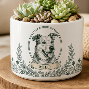 Custom Pet Portrait Planter with Name — Botanical Cameo - Personalized Plant Pot & Vase e68666e4-133a-4418-aa16-60b2da160e91.jpg