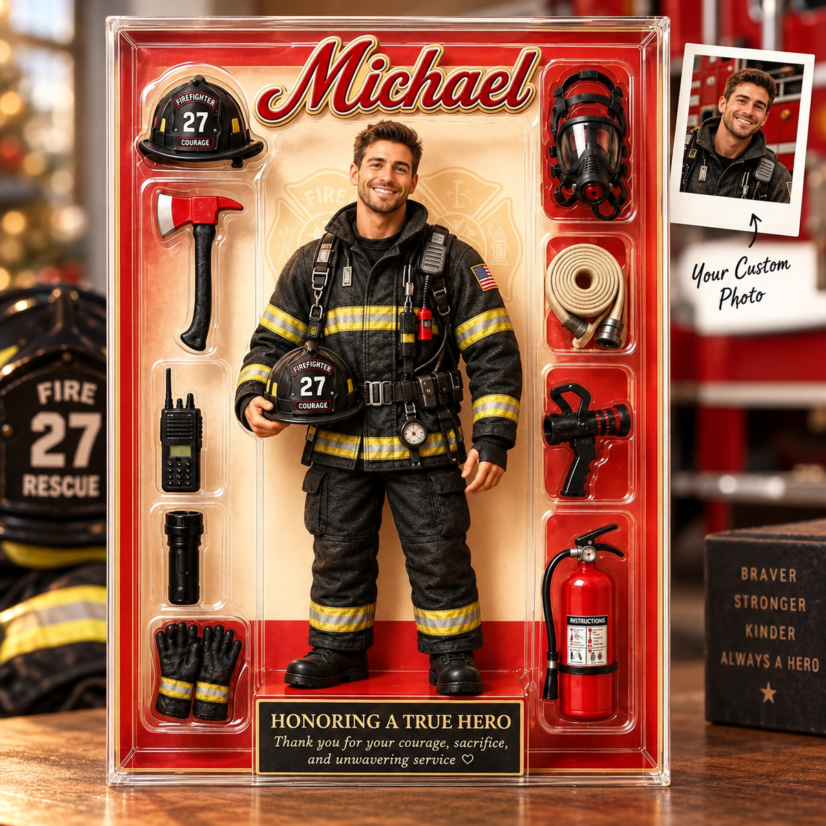 Personalized Firefighter Acrylic Block, Custom Photo Hero Action Figure Plaque, Fireman Retirement Gift, Thank You Decor e69a68d9-cbd1-4f4a-9e7a-79b8fc5d31d9-93f45f23-dca2-48de-9572-004075327a3d.png