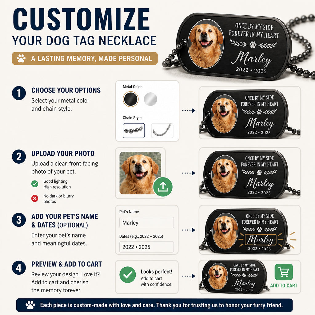 Pet Memorial Photo Dog Tag Necklace – Once by my side - Personalized Dogtag Necklace e6a13193-55ae-4d05-a95d-8fe3319e0ea1.jpg