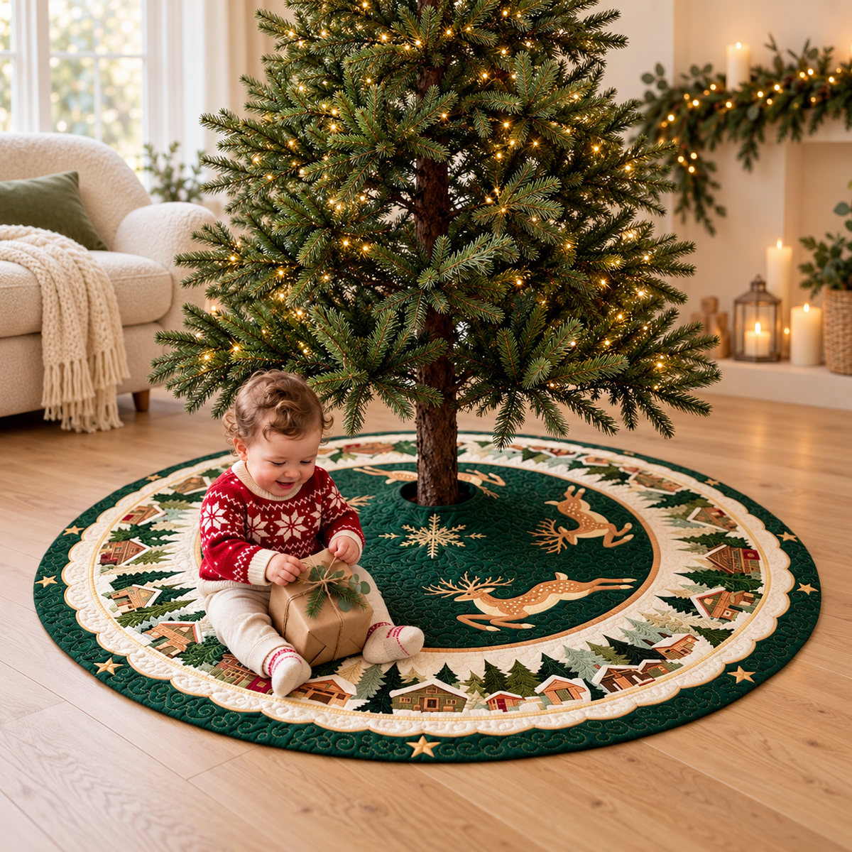 Quilted Reindeer Christmas Tree Skirt, Green Woodland Deer Tree Base Cover, Rustic Holiday Home Decor, Family Christmas Gift e6ac0c26-d0cb-4b7d-8d50-80c25358f320-V-y-qu-y-c-y-th-ng-v-b-3.png