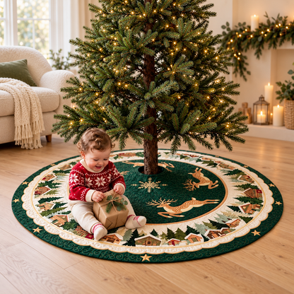 Quilted Reindeer Christmas Tree Skirt, Green Woodland Deer Tree Base Cover, Rustic Holiday Home Decor, Family Christmas Gift e6ac0c26-d0cb-4b7d-8d50-80c25358f320-V-y-qu-y-c-y-th-ng-v-b-3.png