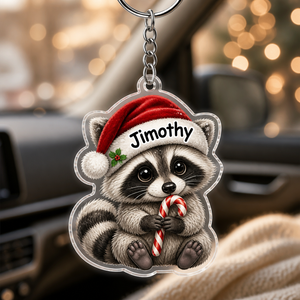 Personalized Raccoon Santa Hat Acrylic Keychain - Personalized Acrylic Keychain e6b874f9-7614-43fb-9dc1-6bd8e53c691b.png