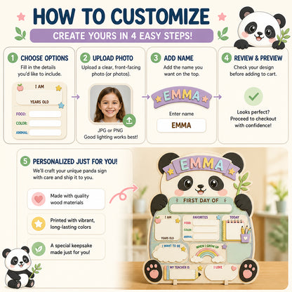 Kawaii Panda First Day Of School Standing Board — Personalized Name - Personalized Wooden custom shape Standing 2 layer (5mm) e6bfa2a8-eee7-4377-aadd-6d54e355d7c8.jpg