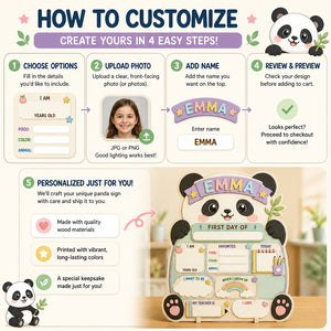 Kawaii Panda First Day Of School Standing Board — Personalized Name - Personalized Wooden custom shape Standing 2 layer (5mm) e6bfa2a8-eee7-4377-aadd-6d54e355d7c8.jpg