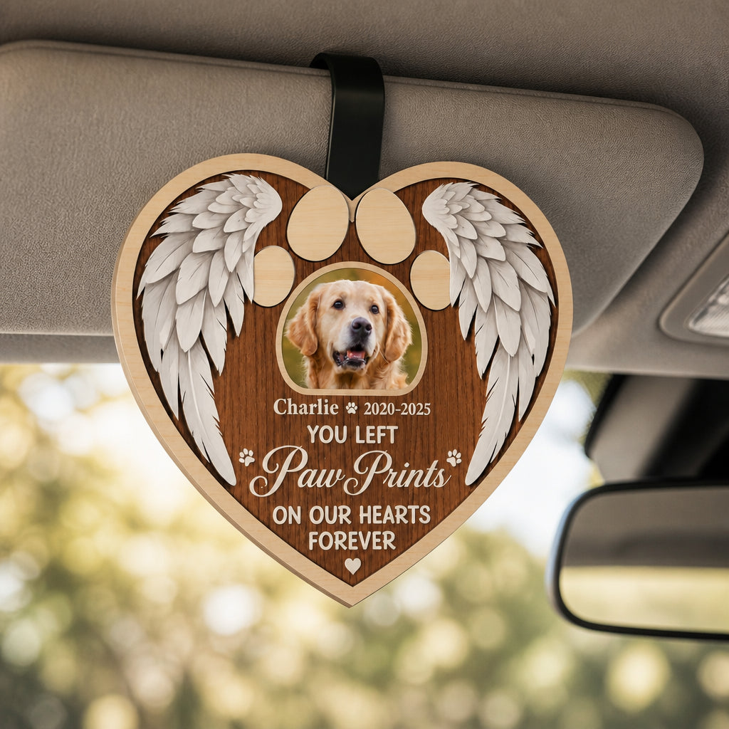 Pet Memorial Car Visor Clip – Photo + Name – You Left Paw Prints - Personalized Wooden Car Visor Clip 2 Layer e6fa2ac3-bb0d-4ea8-83f8-e2c4fdcbe4b0.jpg