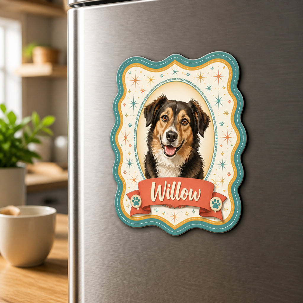 Custom Pet Portrait Name Magnet – Retro Scallop Frame - Personalized Custom Shape Fridge Magnet e72f3475-931f-49d5-86e5-148430773679.jpg