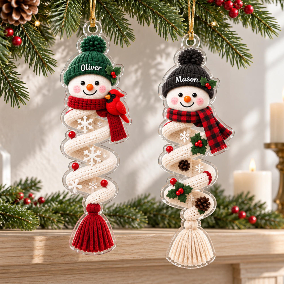 Spiral Snowman Ornament, Personalized Name Ornament, Choose Your Design, Custom Christmas Gift, Acrylic Winter Ornament e736f066-4634-45cd-ba3d-fb9bfab582c1-6.jpg