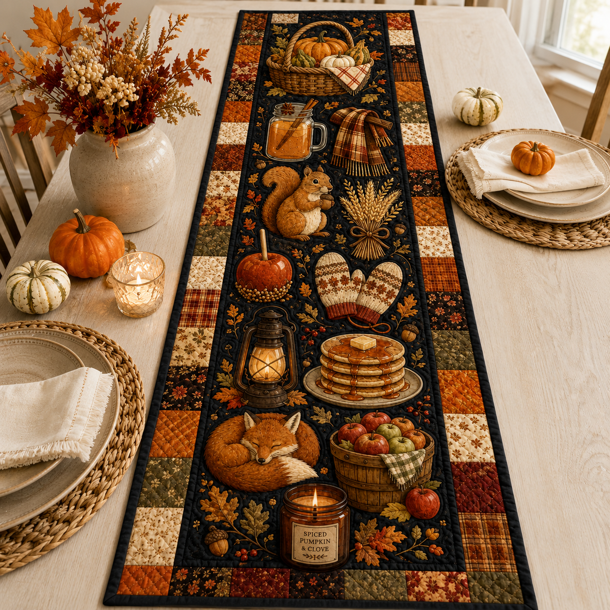 Fall Quilted Table Runner, Cozy Autumn Squirrel Fox & Pumpkin Patchwork Runner, Rustic Thanksgiving Table Decor e73f0213-06e8-4438-b1e0-20756122cac1-Image-Aug-13-2026-12_00_37-PM-4-.png