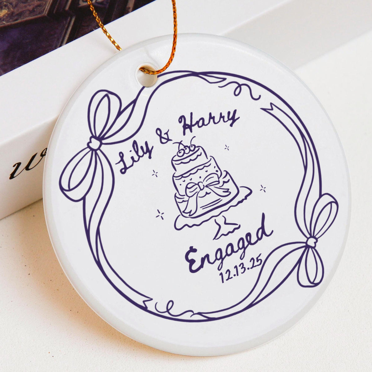 Custom Engaged Ceramic Ornament, Custom Engagement Gift, Personalized Engagement Gift for Engaged Couples, Wedding Gift Newlyweds, Bride and Groom e74fb7b2-059e-4d45-b6f4-3b2451490151-9.jpg