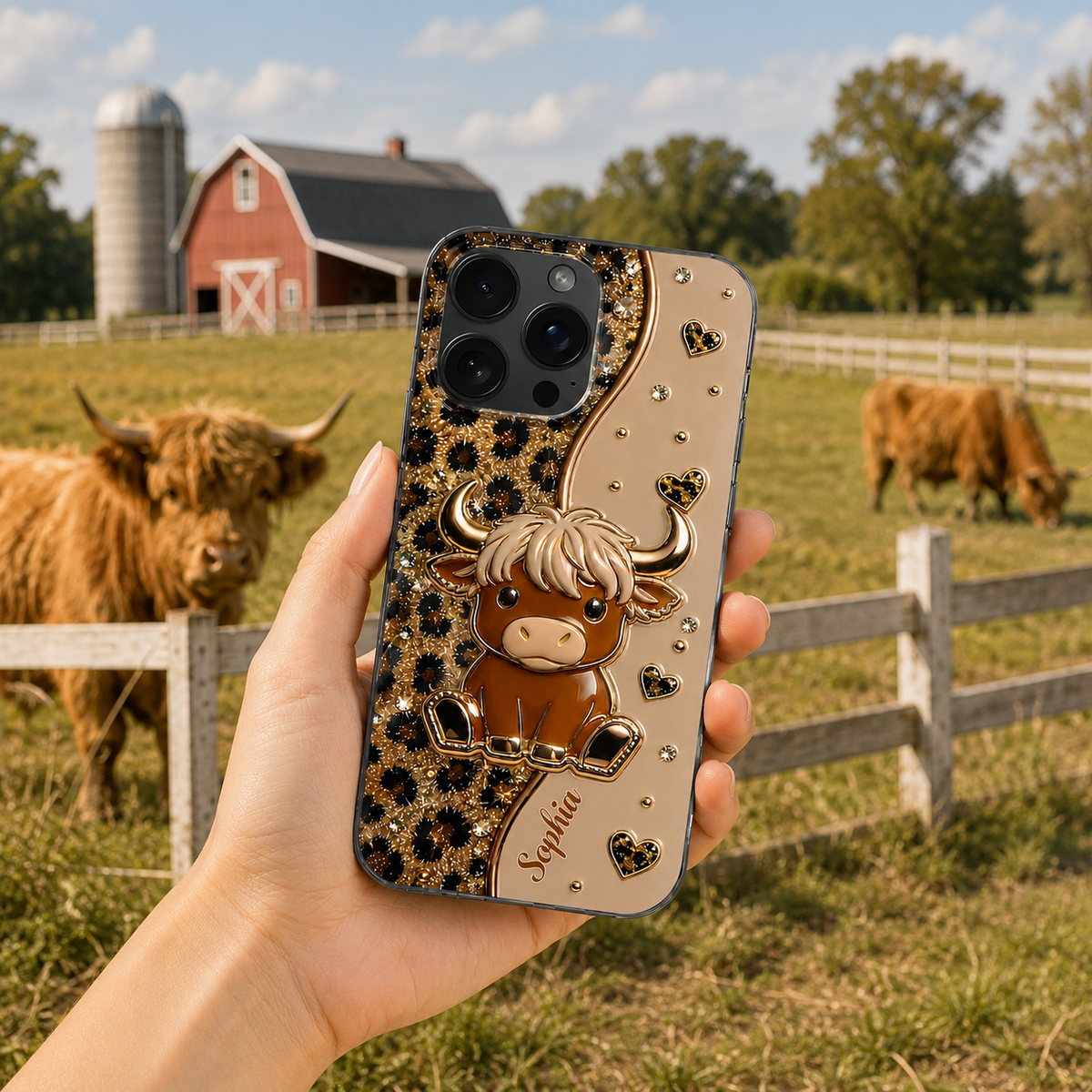 Cute Highland Cow Phone Case, Personalized Gift For Her