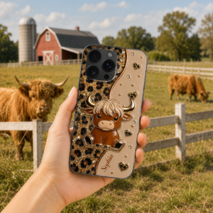 Cute Highland Cow Phone Case, Personalized Gift For Her