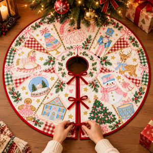 Pink Christmas Tree Skirt, Coquette Christmas Decor, Pastel Nutcracker Santa Gingerbread Holiday Tree Skirt e7612441-3427-4d3e-af8e-4d1c2a12da07-3.jpg