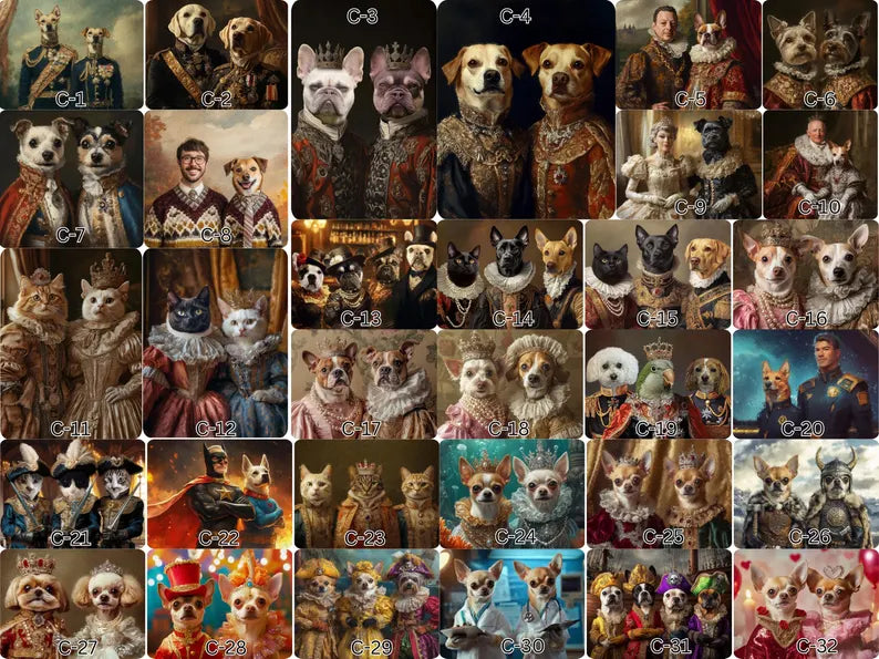 Royal Pet Portrait, Custom Oil Painting on Canvas, Personalized Pet Gift, King Queen Pet Art, Renaissance Pet Painting e799b654-c842-4a48-82fd-b60a39e0c265-trttr-3-.webp