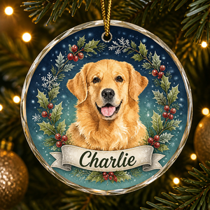 Custom Pet Portrait Crystal Ornament – Winter Wreath - Personalized Crystal Ornament e7a566c8-b49b-4d17-b3a7-6a3f5ab45e16.png