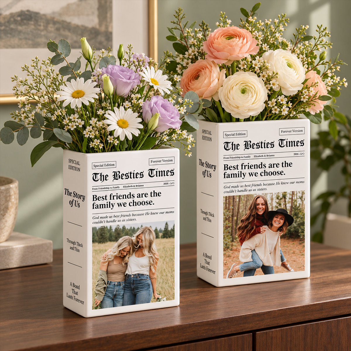 Friendship Newspaper Custom Photo Best Friend Keepsake Gift For Her - Personalized Vase e7e85f07-c209-40ef-9538-425fefda8c6d-4-3-.png