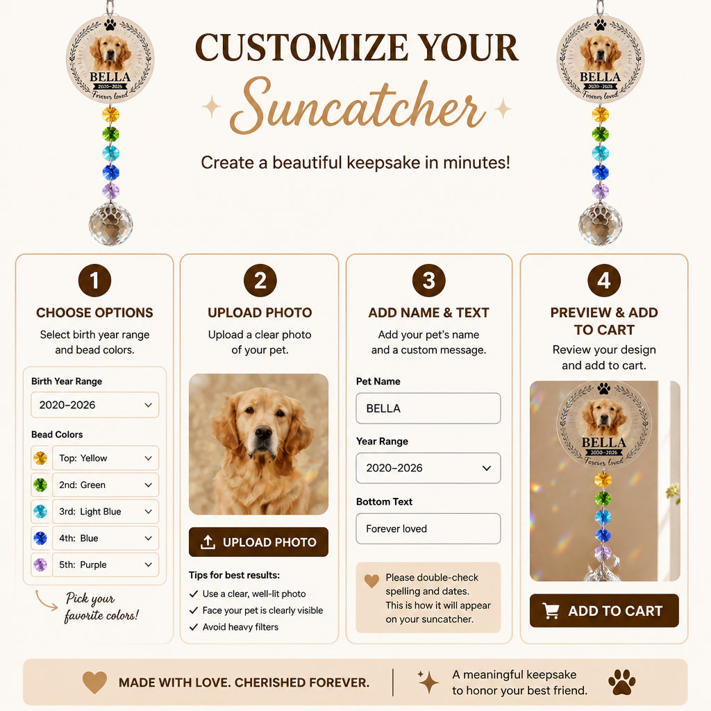 Custom Pet Memorial Suncatcher with Charm – Photo, Name & Dates - Personalized 1 Layered Suncatcher with Charm e8014c02-f6c2-422f-b662-04d42751e482.jpg