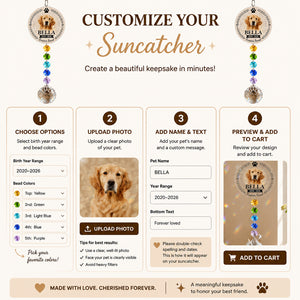 Custom Pet Memorial Suncatcher with Charm – Photo, Name & Dates - Personalized 1 Layered Suncatcher with Charm e8014c02-f6c2-422f-b662-04d42751e482.jpg