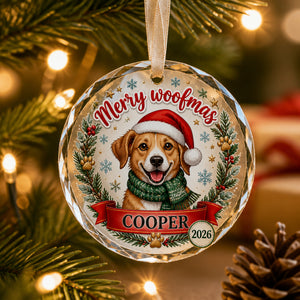 Merry Woofmas Dog Ornament — Custom Quote, Pet Name & Year - Personalized Crystal Ornament e8182d2d-c93a-4a58-9a51-4ee72a566070.jpg