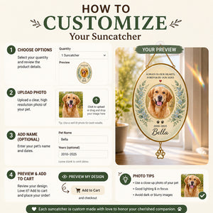 Pet Memorial Stone — Photo, Name & Dates (“Always in our hearts”) - Personalized 1 Layered Suncatcher with Charm e8549575-fe08-4b03-9a1d-5f437f3d2314.jpg