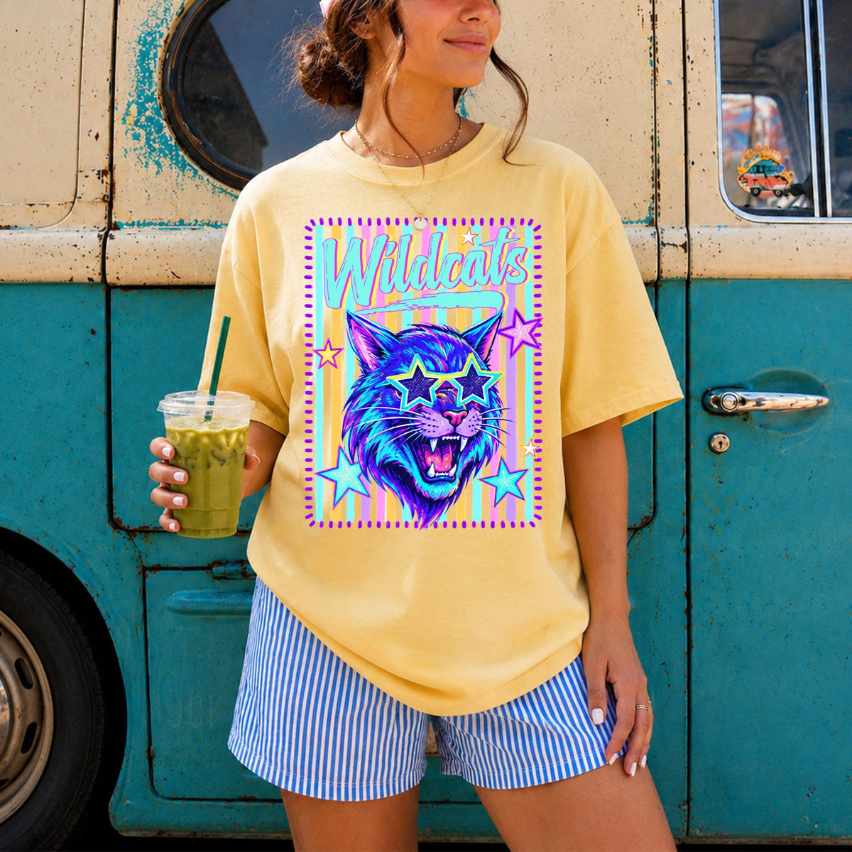 Custom Mascot Neon Striped Shirt, Preppy School Spirit Shirts, Back To School Tee, Matching Team Shirts, Game Day School Pride T-Shirt e869f418-0820-463b-b0da-efeb39bf9f61-5.jpg