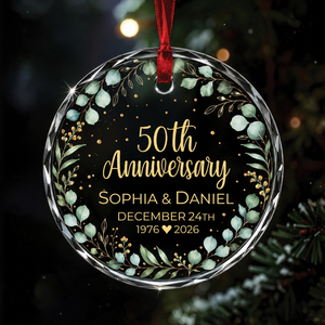 Customized Anniversary Ornament, Custom Glass Ornament, Gift for Parent, Grandparent Ornament, 10th 20th 25th 30th 50th Anniversary Keepsake