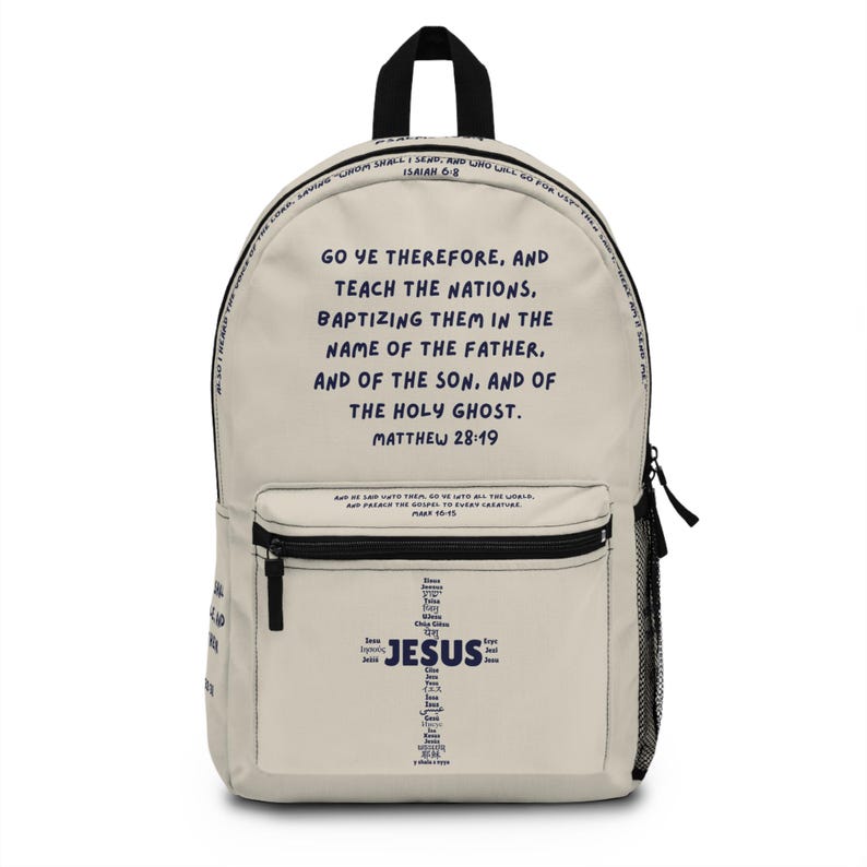 Christian Bible Verse Backpack , Missionary Gift , Mission Trip Travel Accessory, Great Commission, Gift For Family, Friends e8798241-3f6d-44fb-9de2-f51e7db05d6c-m3.jpg