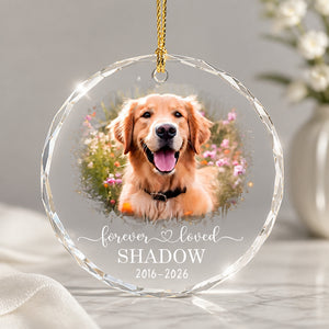 Pet Memorial Crystal Ornament — Forever Loved Photo, Name & Years - Personalized Crystal Ornament e87c3d38-9a44-4e35-89d9-b9cc07b001a8.jpg