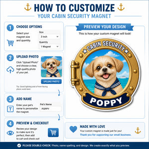 Cruise Cabin Security Pet Badge Magnet – Custom Photo & Name - Personalized Custom Shape Fridge Magnet e87c6d68-59ec-4575-bedb-88a9b2cdea39.jpg