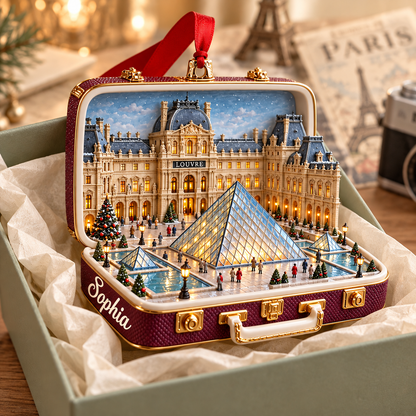 Personalized Louvre Pyramid Suitcase Christmas Ornament – Paris Travel Souvenir & Gift for Paris Lovers e88dc6ad-e073-49e8-a1c4-6948e9696c6d-Louvre-Keepsake-in-Sage-Gift-Box-1.png