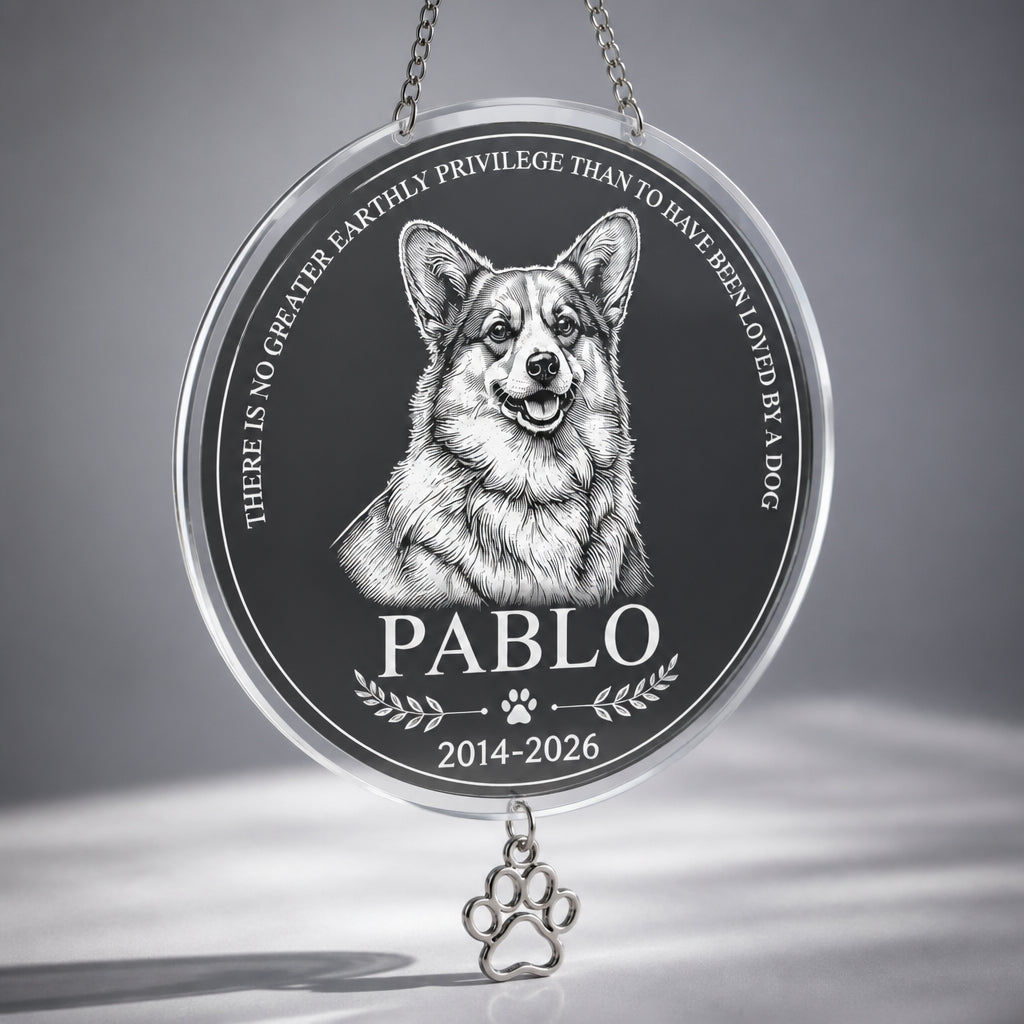 Custom Pet Memorial Stone – Engraved Portrait, Name & Years - Personalized 1 Layered Suncatcher with Charm e89d3867-9535-4c0a-9709-faaf6f0d3d78.jpg