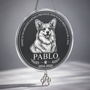 Custom Pet Memorial Stone – Engraved Portrait, Name & Years - Personalized 1 Layered Suncatcher with Charm e89d3867-9535-4c0a-9709-faaf6f0d3d78.jpg