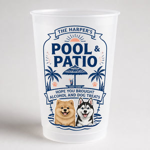 Custom Pool & Patio Frosted Cup – Family Name + 2 Pet Portraits - Personalized Plastic Frosted Water Cup e8a6bf2e-f92d-4688-bb90-abfd74e120d4.jpg