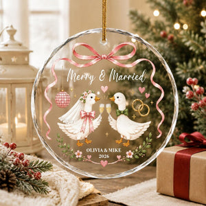 Merry And Married Ornament, Silly Goose Engaged Ornament, First Christmas Married 2026 Ornament, Custom Newlywed Keepsake, Gift for Couple e8a6f94d-a97c-447e-82f0-c87b7a73d298-gfhfgh.jpg