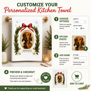 Holiday Pet Photo Cameo Kitchen Towel - Personalized Kitchen Towel e8b1c440-dfee-4f4c-bda6-b778ee6631a9.jpg