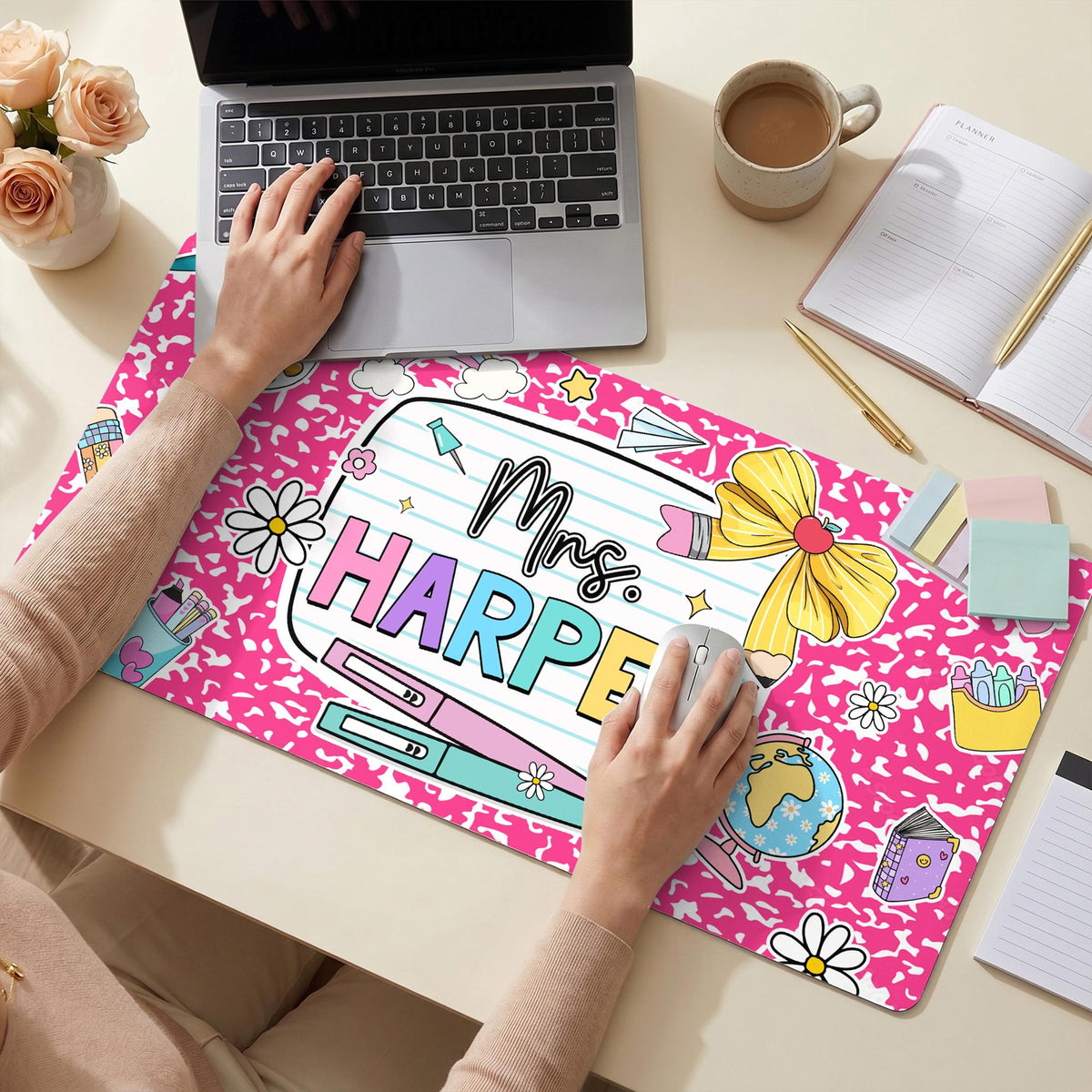 Personalized Teacher Desk Mat, Custom Teacher Composition Book With Name Mouse Pad, Teacher Gifts, Back To School,Teacher Appreciation Gift e8cdad60-7a47-43fa-b017-0d95a76f0c24-8.jpg