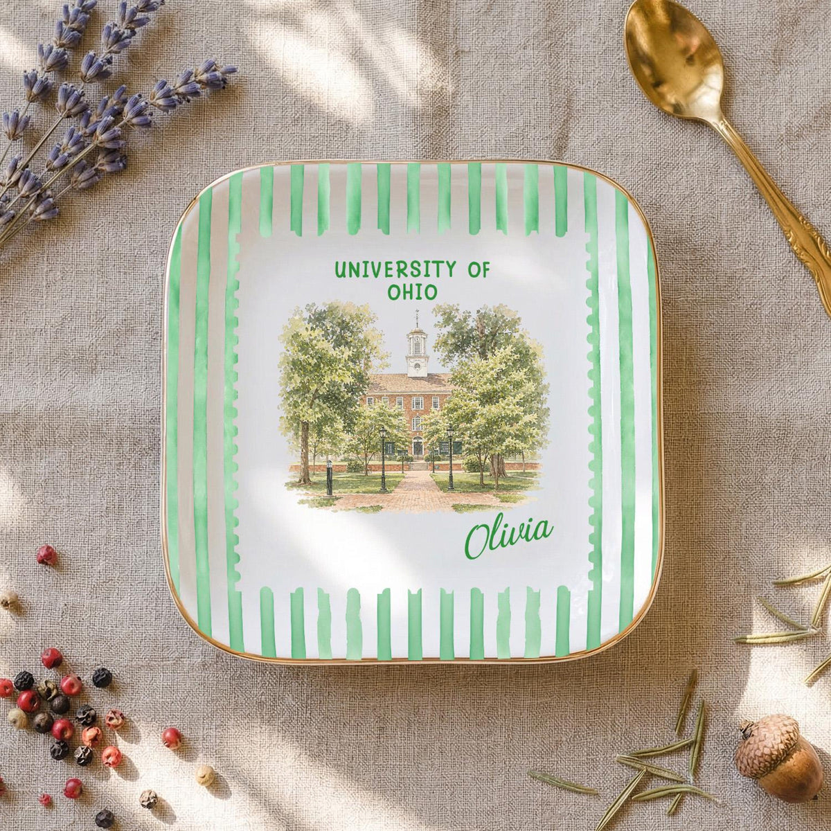 Custom University Ring Dish, Graduation Trinket Tray, Class of 2026 Jewelry Tray, University Spirit Striped Dish, Senior Night Gift e8d6c528-9ebf-4d4a-8240-a022b892bd0a-8.jpg