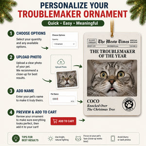 Cat Chronicle Troublemaker Of The Year – Custom Pet Photo Ornament - Personalized Aluminum Ornament e8f38896-09e4-421f-9d79-9e0f22710c7a.jpg