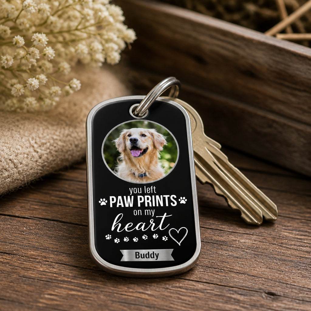 Pet Memorial Photo Keychain — You Left Paw Prints on My Heart - Personalized Color Printed Stainless Steel Keychain e926fb78-8405-4e20-9790-54defa852550.jpg