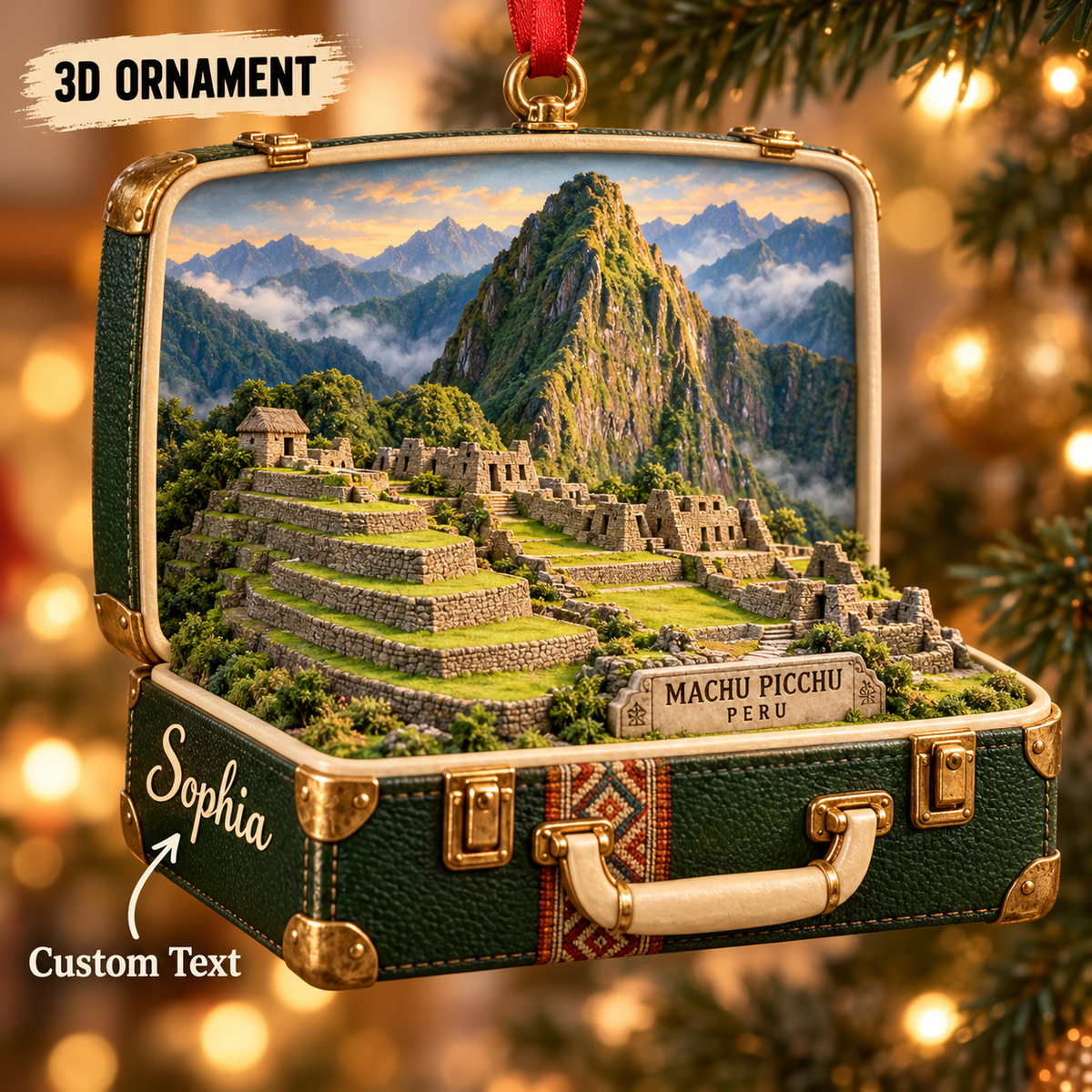 Personalized Machu Picchu Peru 3D Suitcase Christmas Ornament, Custom Name Travel Keepsake, Peru Vacation Souvenir Gift e92fd10b-53bd-42f4-bade-4aea2031f11a-Personalized-Machu-Picchu-Suitcase-Ornament.png