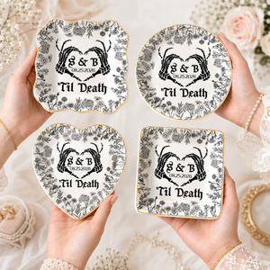 Personalized Gothic Wedding Ring Dish: Till Death Couple Ring Tray, Halloween Engagement Gift, Gothic Jewelry Dish, Bride To Be Gift e96bb44f-be5f-42a5-b41d-b634d747d1c3-banner-3.png