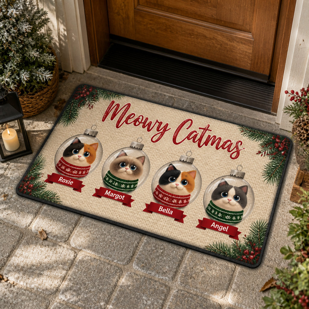 Meowy Catmas Custom Pet Photo Doormat - Personalized Doormat e96cd4bd-e40d-4b7a-97a0-c3d908ab633c.jpg