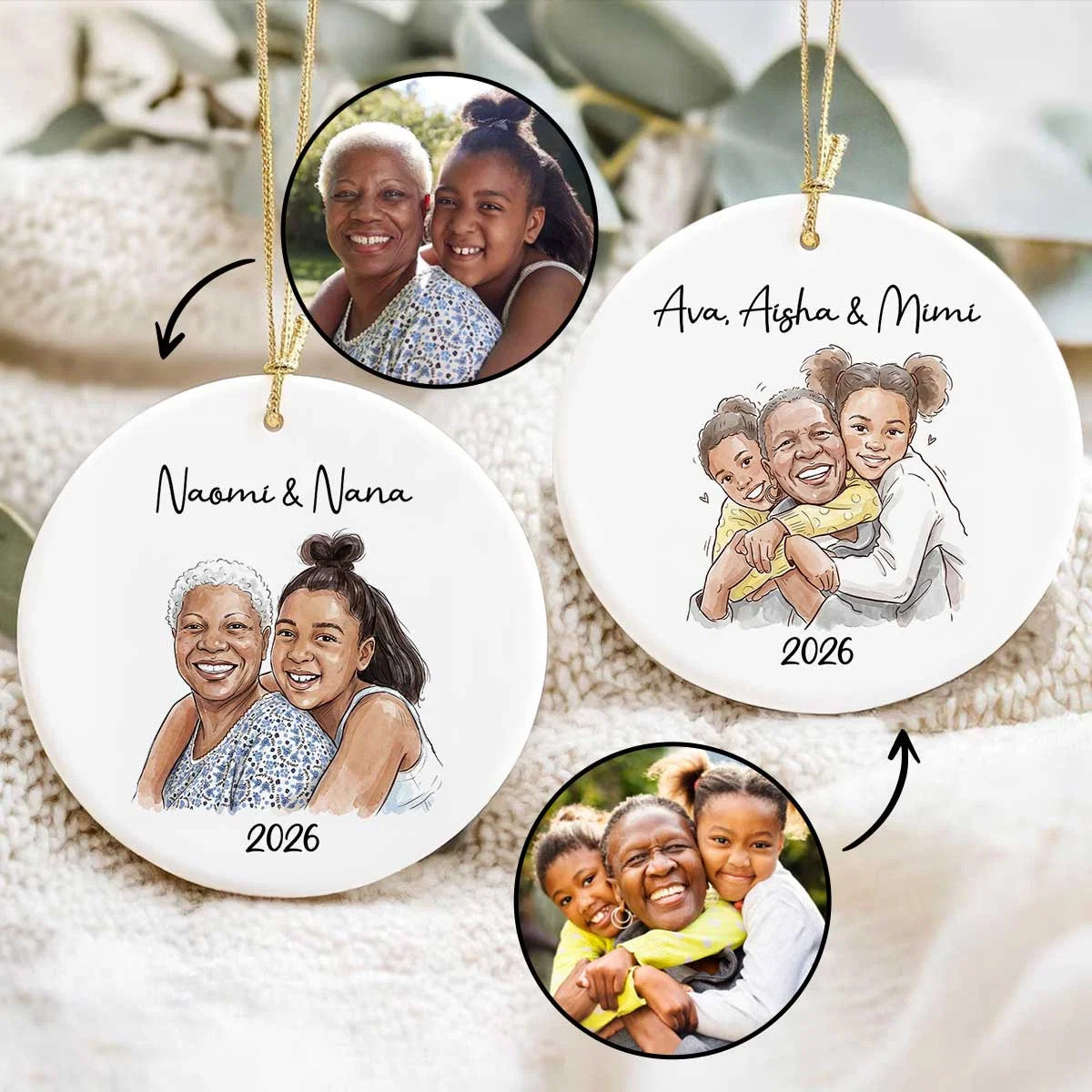 Personalized Grandmother & Grandkids Portrait Ornament - Custom Photo Christmas Keepsake Gift for Nana Grandma - 2026 Holiday Decoration e972c290-f3e3-425a-ae89-66f8a9b50be3-09iqt7aQ1u__.webp