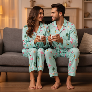 Tropical Flamingo Christmas Satin Pajamas Set, Palm Tree Holiday PJs, Beach Christmas Loungewear, Matching Family Xmas Sleepwear e97df118-abf6-4945-ac2e-5fb35f946eb5-C-p-i-m-c-ng-Noel-4.png
