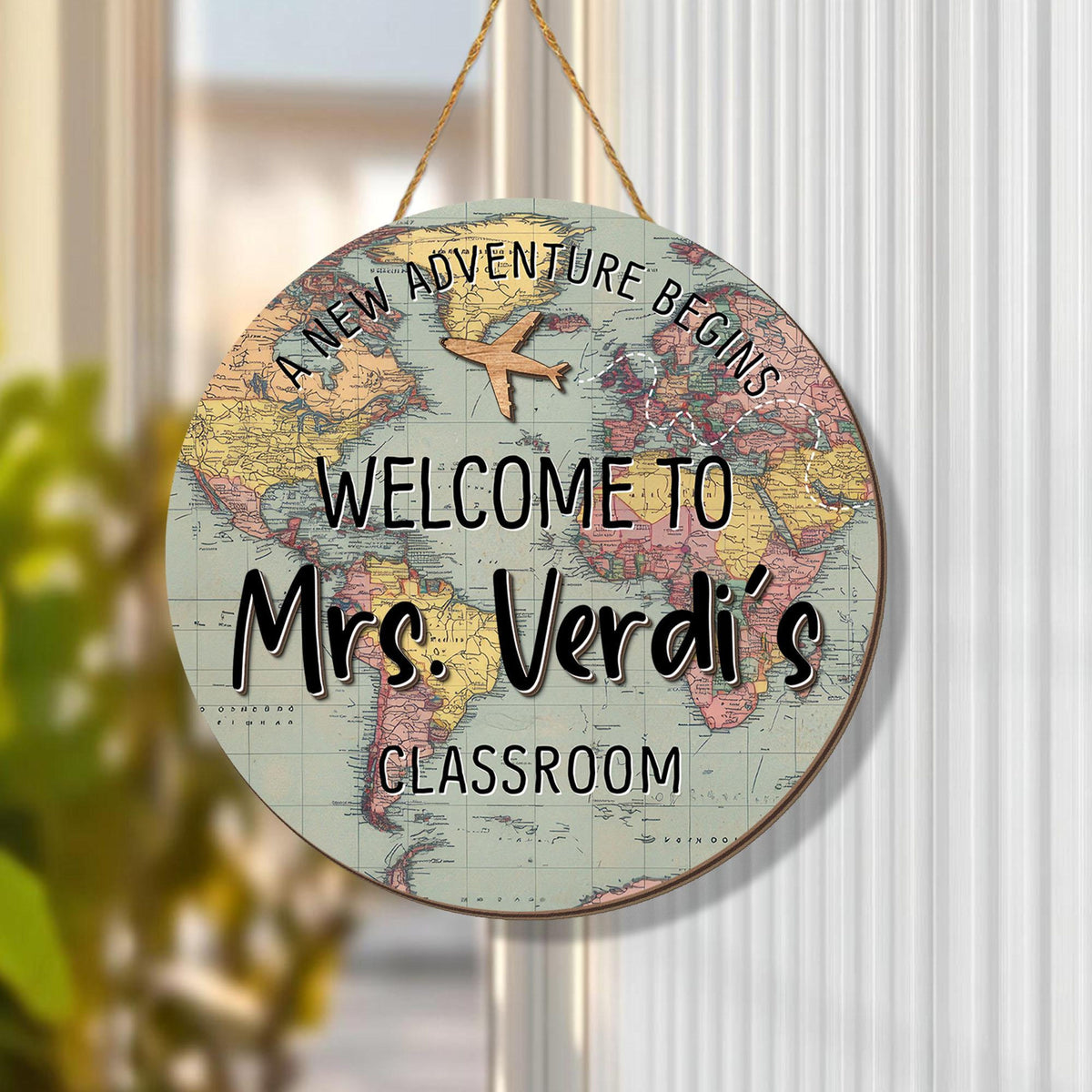 Personalized 3D Teacher Door Sign, Custom Teacher Door Hanger, Teacher Gifts, World Map Adventure Classroom Welcome Sign Back to School Gift e9896bf5-c3e0-4d8e-9b64-3c266336c394-2.jpg