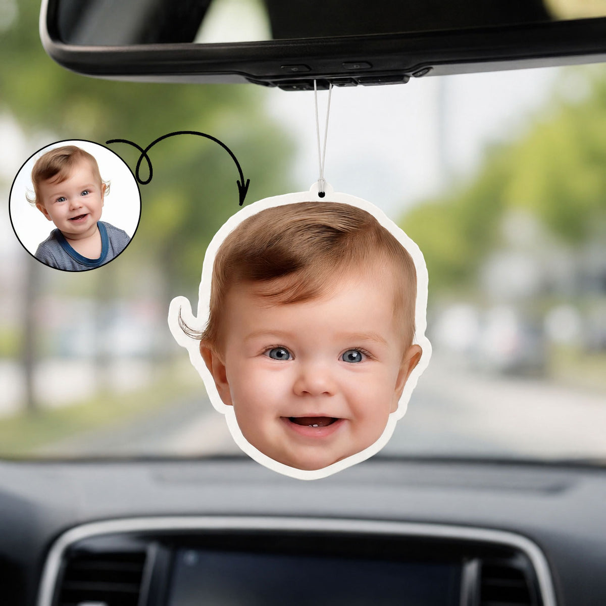 Father s Day Custom Photo Car Air Freshener, Personalized Felt Picture Car Charm, Gift for Dad or Husband from Kids